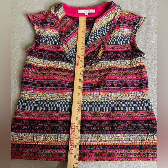Trina Turk Cap-Sleeve Tweed Box Top Size S women’s - Picture 6 of 16